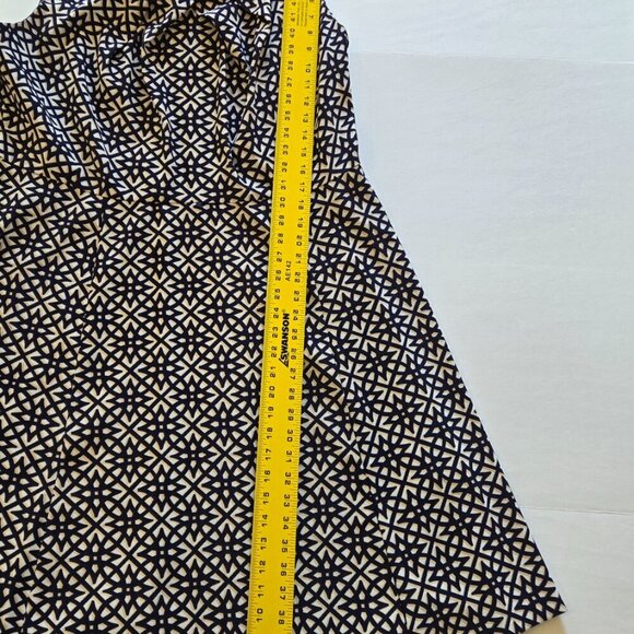 Roz & Ali Navy Blue Tan White Geometric Sleeveless A-Line Midi Dress Sz 20 - Picture 10 of 13